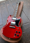 Angled top down view of 2017 Gibson SG Heritage Cherry
