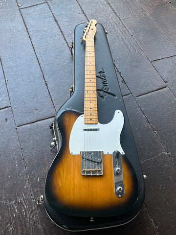 1985 Fender Telecaster Japan brown sunburst with white pick-guard and maple neck and headstock