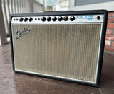 1969 Fender Deluxe Reverb black tolex, grey grill cloth, silver control panel, nine control knobs