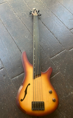 Ibanez SRH500F (5-String Fretless ) Bass sunburst semi hollow bass 
