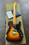 2022 Fender Custom Shop Ltd Thinline Relic Telecaster 2-Color Sunburst with maple neck and headstock on tweed case