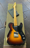 2022 Fender Custom Shop Ltd Thinline Relic Telecaster 2-Color Sunburst with maple neck and headstock on tweed case