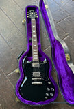 2004 Epiphone Elitist 61' SG black finish electric guitar with chrome hardware, rosewood fretboard in purple lining case 