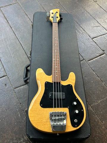 1976 Rickenbacker 3001 Bass natural, with black pick guard and pickup, rosewood fretboard and maple headstock