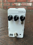 White JHS Chorus Pedal, three black knob controls, single button switch, one toggle for depth and vibe