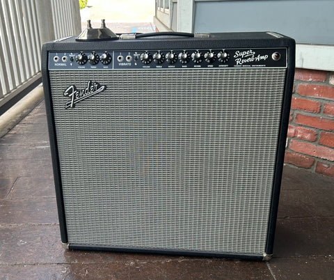 Fender super Reverb amplifier, 65 reissue, black tolex, with grill cloth, black control panel, ten control knobs