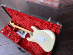 Backside of 1994 Fender Japan Stratocaster ( Left Handed Jimi Hendrix) inside included rectangle case
