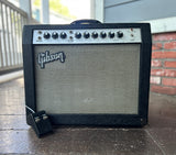 Gibson GA-20RVT Minuteman 12-Watt 1x12 guitar amplifier, black tolex, grey front grill cloth, grey control pate with knob controls