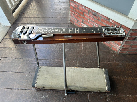 50's Fender Deluxe 8 Lap Steel walnut stain, with three leg stand
