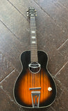 Stella Rubber Bridge Conversion sunburst parlor guitar with chrome hardware and rosewood neck, black headstock