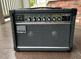 Roland Jazz Chorus-22 guitar amplifier, black tolex, grey grill cloth, grey control panel with seven control knobs