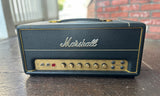 Marshall amplifier head black tolex, gold control panel amd six button control knobs 