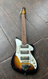 Teisco Audition sunburst guitar with three pick ups, rosewood fretboard and rosewood headstock