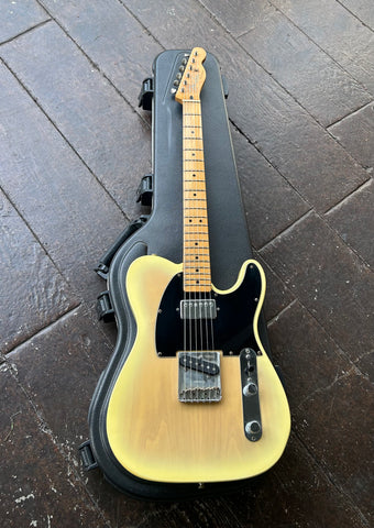 1995 MIM Fender "Fat" Telecaster - Blonde finish with black pickguard and maple neck and headstock 