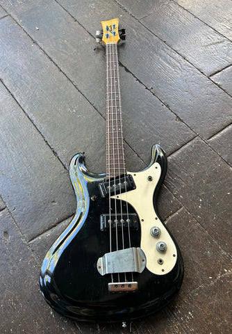 Late 60's Morales Bass black finish with two pick-ups, rosewood finger board and maple headstock