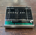 Electro-Harmonix Bass Micro Synthesizer black metal pedal with ten band equalizer, single button footswitch 