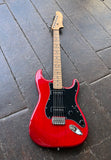 Red Fender Noventa with Warmoth roasted maple neck and headstock