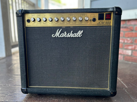 90's Marshall JCM 900 Model 4101, black tolex with black grill cloth and gold front panel, with ten control knobs