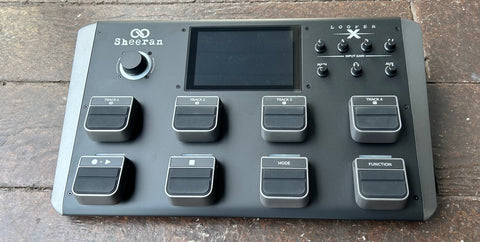 Dark grey Sheeran Looper X eight pedal effect looper station with ix control knobs and large single control knob