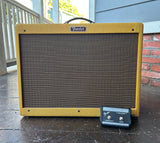 2020 Fender Blues Deluxe Reissue tweed amplifier with brown grill cloth 