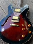 Closeup on body for 1998 Epiphone Dot Deluxe