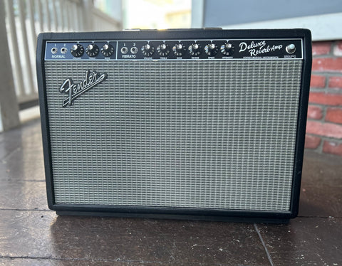 2023 Fender '65 Deluxe Reverb black tolex, grey grill cloth, black control panel nine control knobs