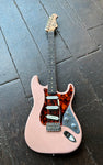 Pink shell finish custom electric guitar with tortoise pick-guard and rosewood fretboard with maple headstock