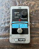 Electro-Harmonix Holy Grail Nano Reverb grey and black pedal with single knob control mini toggle for reverb, and single button footswitch