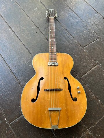 50's Orpheum Acoustic spruce top hollow body guitar with gold foil mustache pickup and rosewood fingerboard