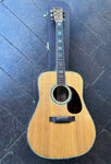 Top view Alvarez spruce top, toirtise pickguard, ebony bridge, ebony fretboard with abolone oval inlays, rosewood headstock with Alvarez logo