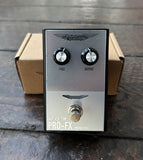 Closeup of AGM Pro-FX Vintage Fuzz propped against included box