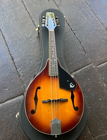 1993 Epiphone MM30 Mandolin Korea sunburst finish, with rosewood bridge and fretboard, black headstock
