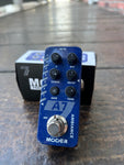 Mooer A7 Ambience Reverb propped against included box