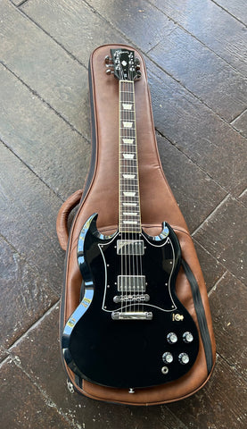 2021 Gibson SG black finish, chrome hardware, rosewood neck, trapezoid inlays and black headstock