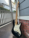 1994 Fender Stratocaster Japan, black with white pickgard, maple neck and headstock