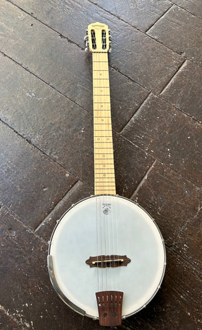 Deering Solana 6 Banjo, white banjo head, maple neck and headstock