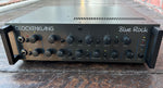 front view Glockenlan Blue Rock amplifier head with thirteen knobs, two inputs