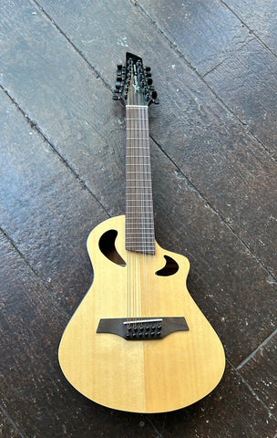 Veillette Avante Gryphon 12-string natural top half size acoustic guitar with rosewood bridge and fretboard 