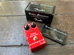 Red Fender Yngwie Malmsteen Overdrive Pedal, two black control knobs, single button switch, with box and booklet 