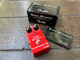 Red Fender Yngwie Malmsteen Overdrive Pedal, two black control knobs, single button switch, with box and booklet 