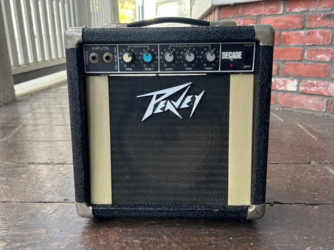 1980's Peavey Decade black guitar amplifier, black panel with black grill cloth 