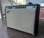 1965 Fender Pro Reverb guitar amplifier, black tolex, grey grill cloth and black control panel with knobs