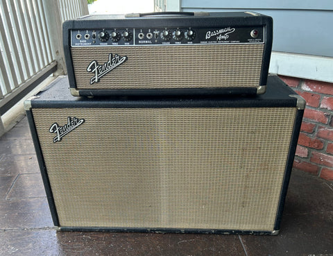 1964 Fender Bassman tube head black tolex, grey grill cloth with with Fender Cab black tolex and grey gill cloth  