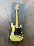 Full shot of 1979 Fender Stratocaster 25th Anniversary atop included hardshell case