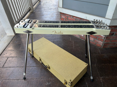 Fender Stringmaster D8 2-Neck Console lap steel guitar with four leg metal leg stands