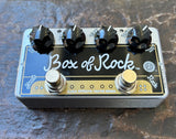 Zvex Box of Rock guitar effects pedal in silver and black with four control knobs