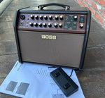 Boss Acoustic Singer Live brown tolex acoustic amplifier, brown control panel, gold control knobs, brown grill cloth