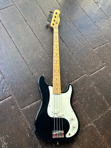 85-86 Squier Bullet Bass black with white pickguard and maple neck and headstock