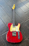 Red custom parts telecaster, with chrome hardware and rosewood fretboard and maple headstock