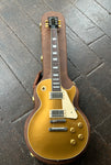 2023 Gibson Gold Top Standard Les Paul electric guitar, with rosewood fretboard and pearl trapezoid inlays, black headstock